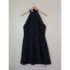 CUPSHE Black Halter Short Dress Womens Size Large Scalloped New
